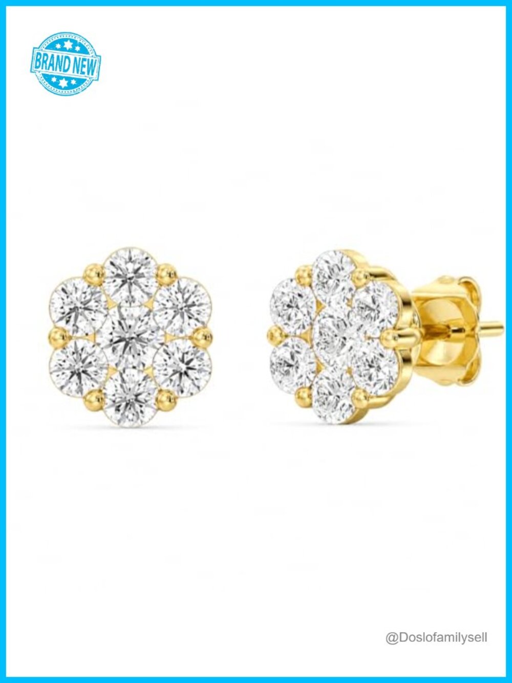 Lab-Grown Diamond Stud Earrings 14KT Gold Plated Sterling Silver